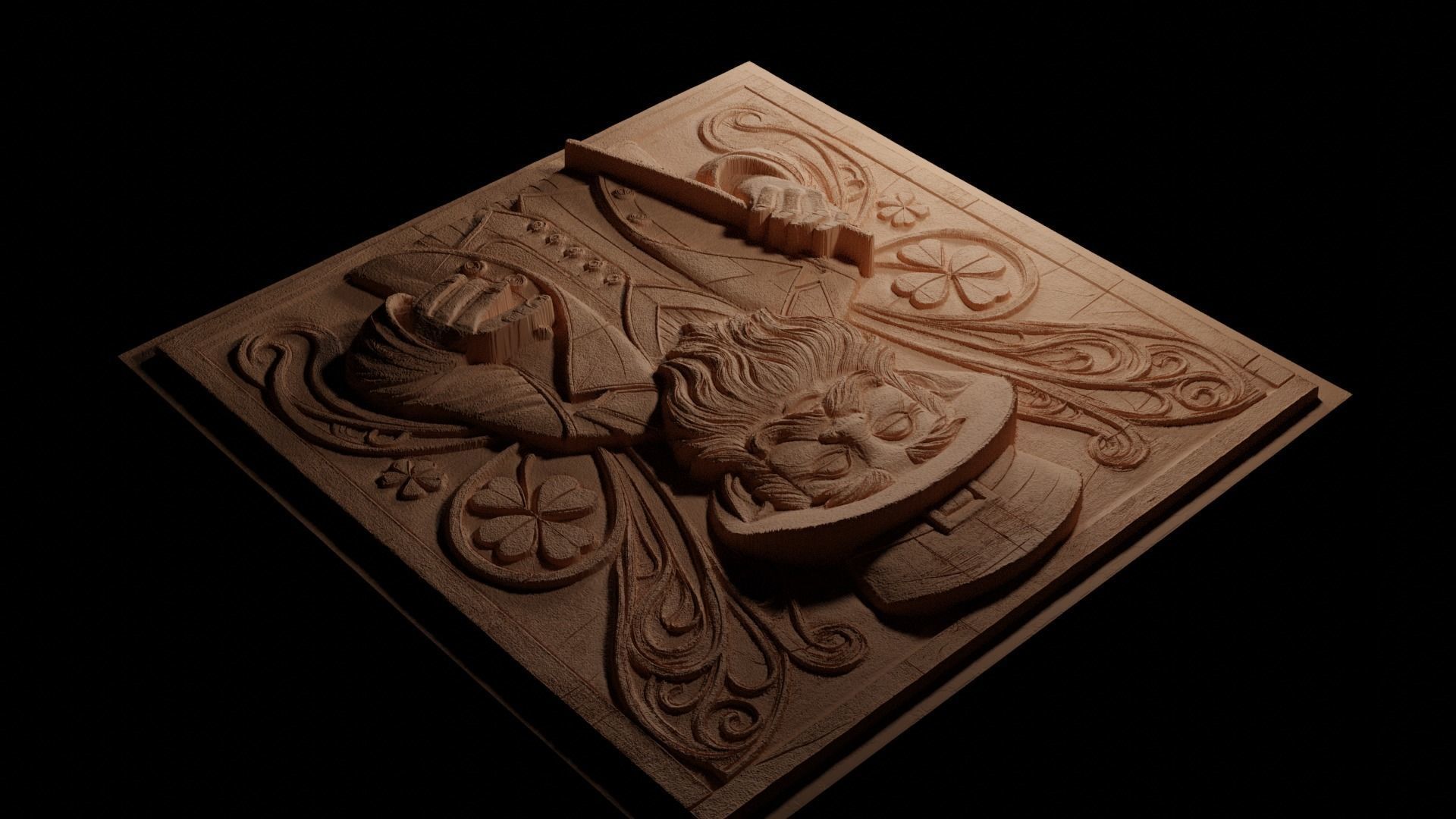 Leprechaun CNC 3d Print High Relief Sand Casting 3D print model_3