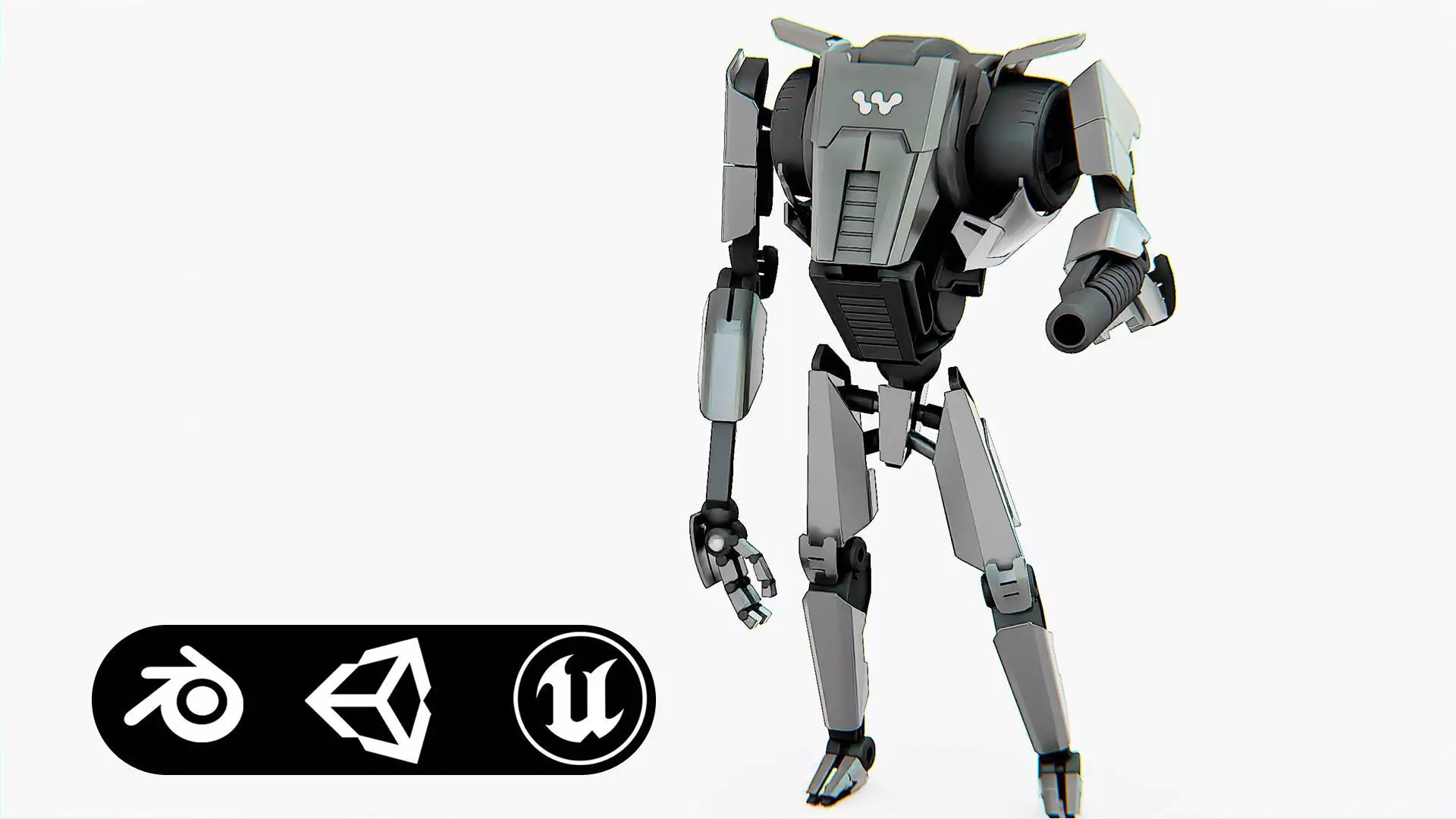 COMBAT DROID K-24 Rigged for Unreal Engine - Unity - MIXAMO 3D model_0