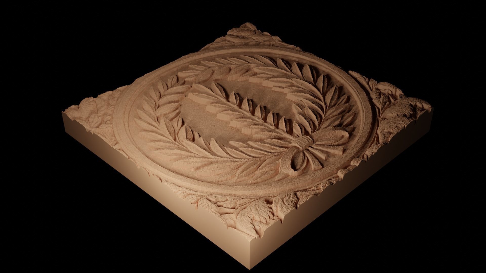 Laurel Wreath CNC 3d Print High Relief Sand Casting 3D print model_2
