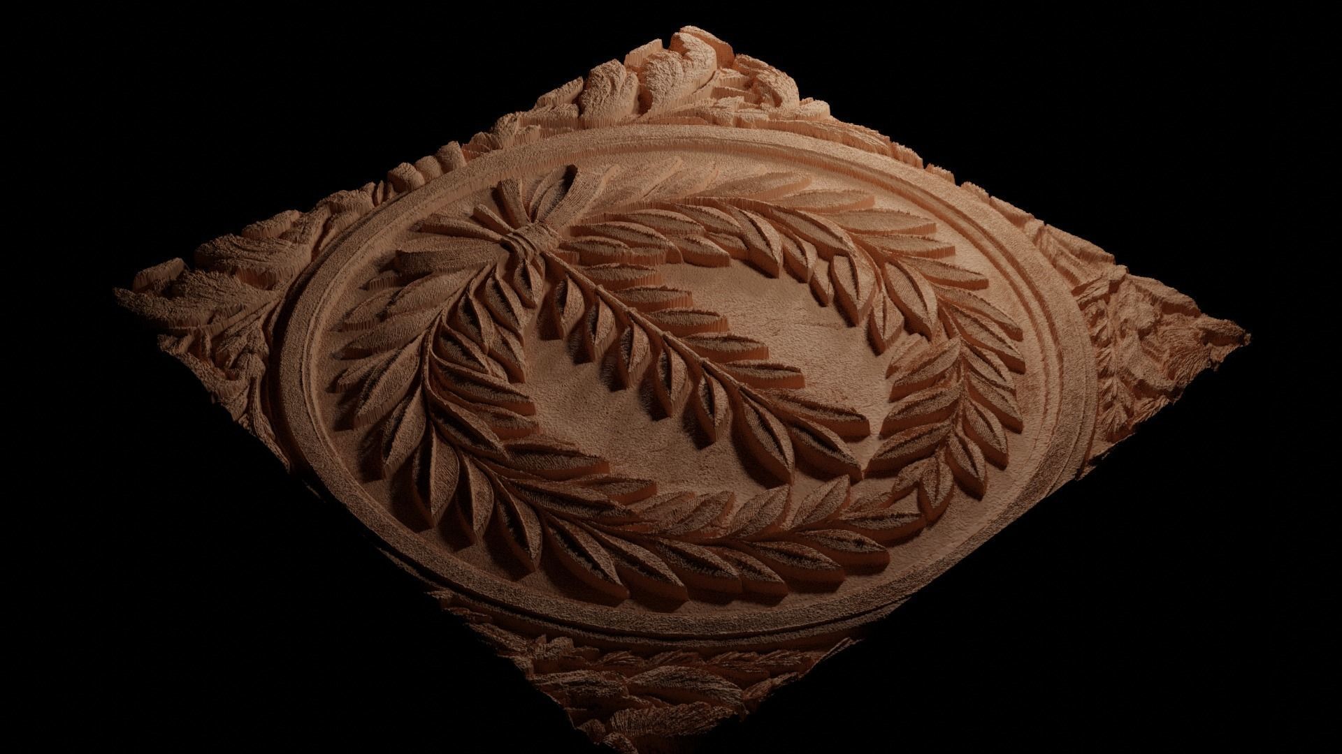 Laurel Wreath CNC 3d Print High Relief Sand Casting 3D print model_3