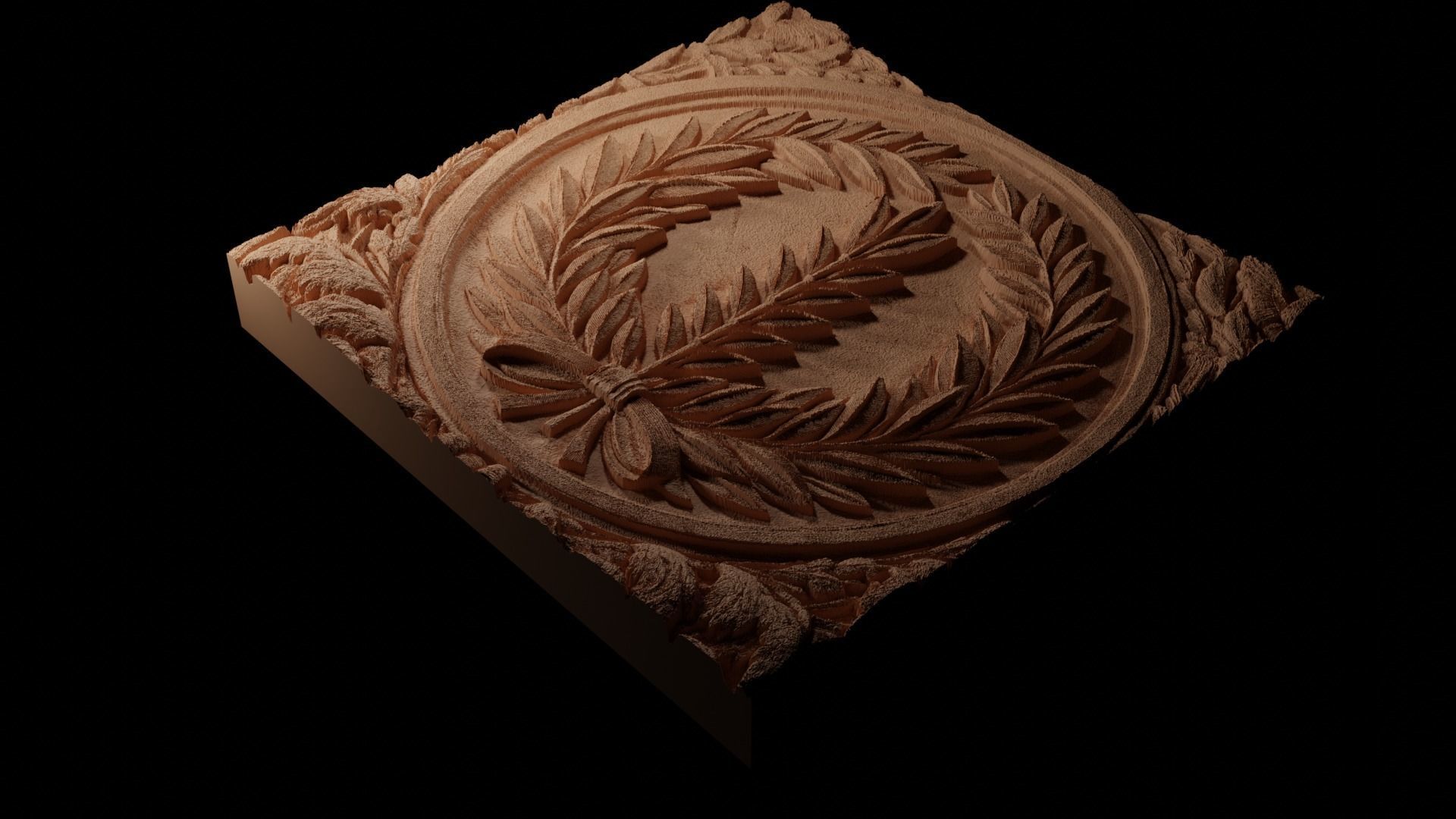 Laurel Wreath CNC 3d Print High Relief Sand Casting 3D print model_1