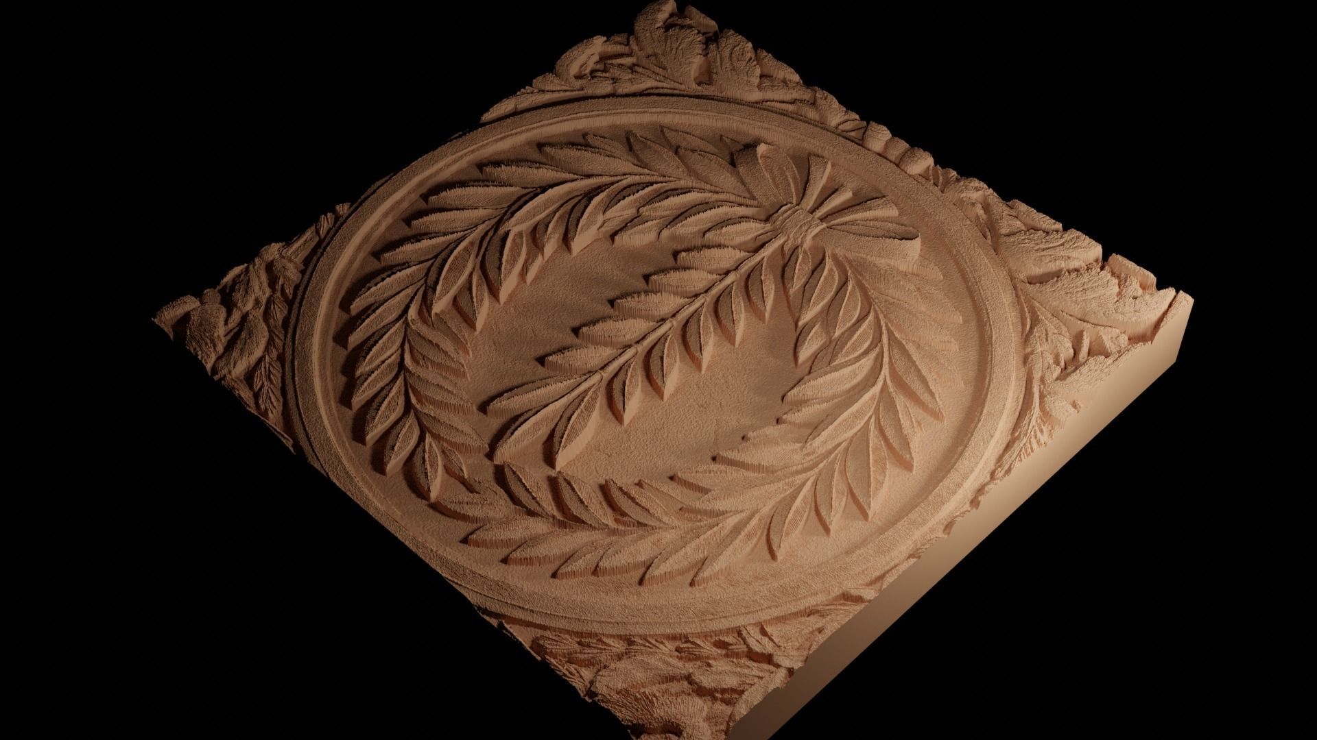 Laurel Wreath CNC 3d Print High Relief Sand Casting 3D print model_4