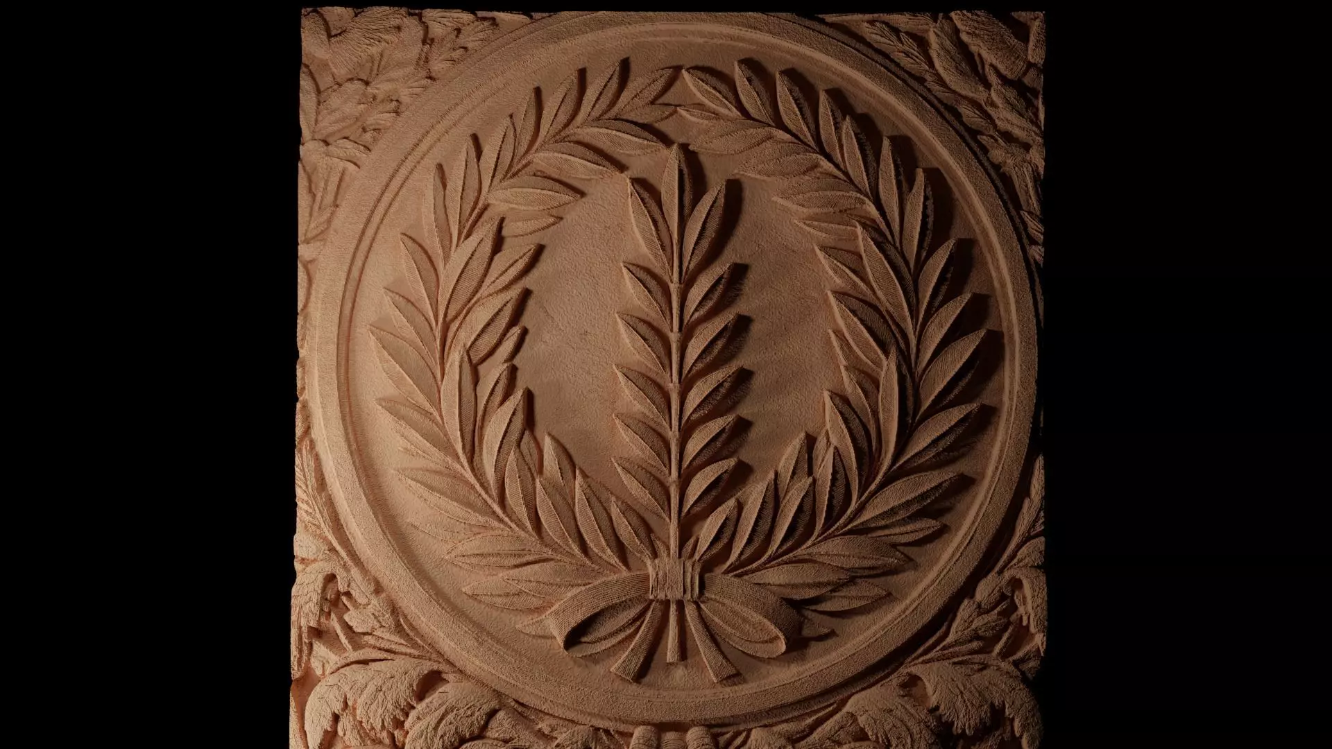 Laurel Wreath CNC 3d Print High Relief Sand Casting 3D print model_0