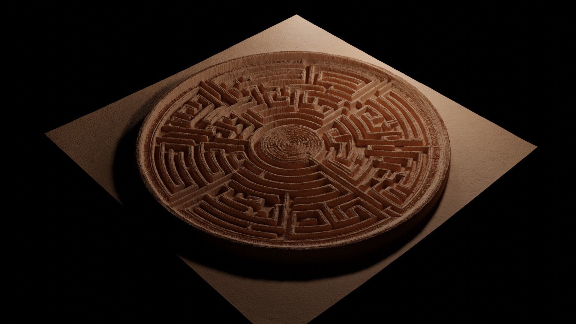 Labyrinth CNC 3d Print High Relief Sand Casting 3D print model_3