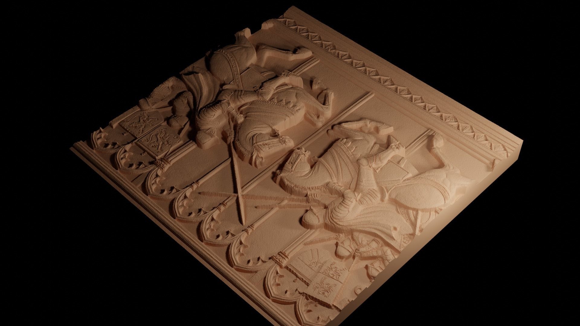 Knights Jousting CNC 3d Print High Relief Sand Casting 3D print model_4