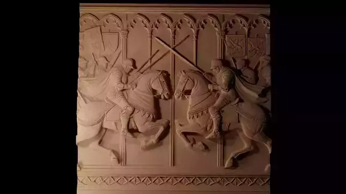 Knights Jousting CNC 3d Print High Relief Sand Casting 3D print model