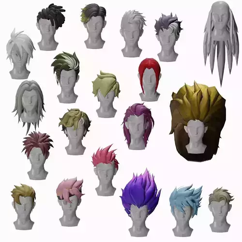20 STYLIZED MALE HAIR MODELS PACK 6