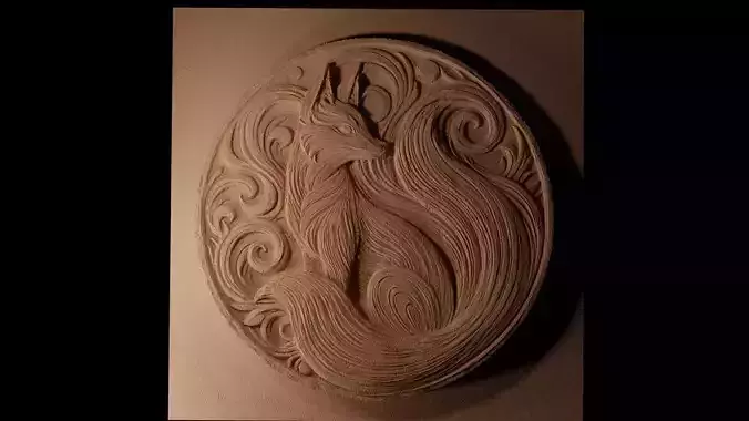 Kitsune Circle CNC 3d Print High Relief Sand Casting