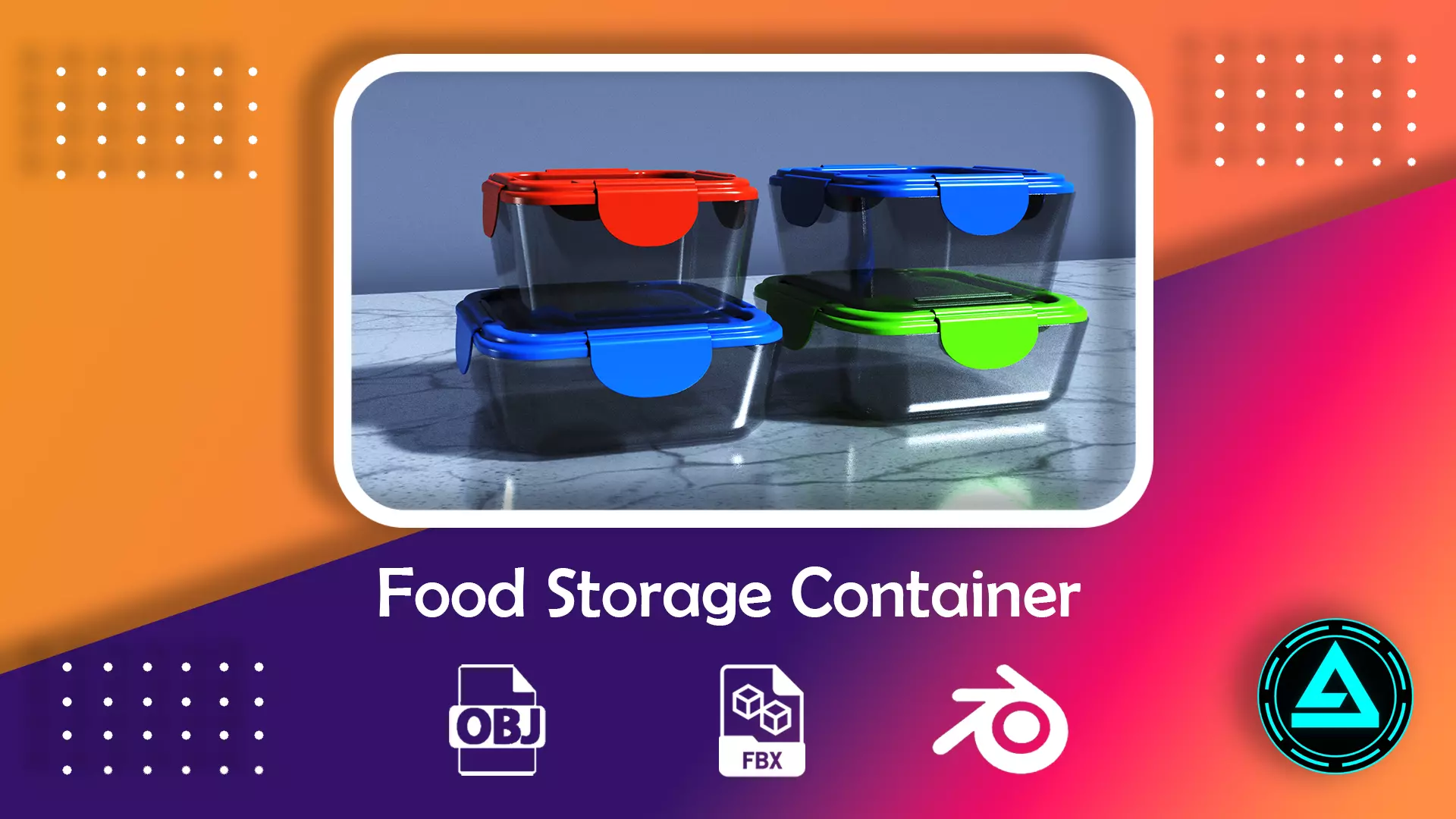 Food Storage Container Low-poly 3D model_0