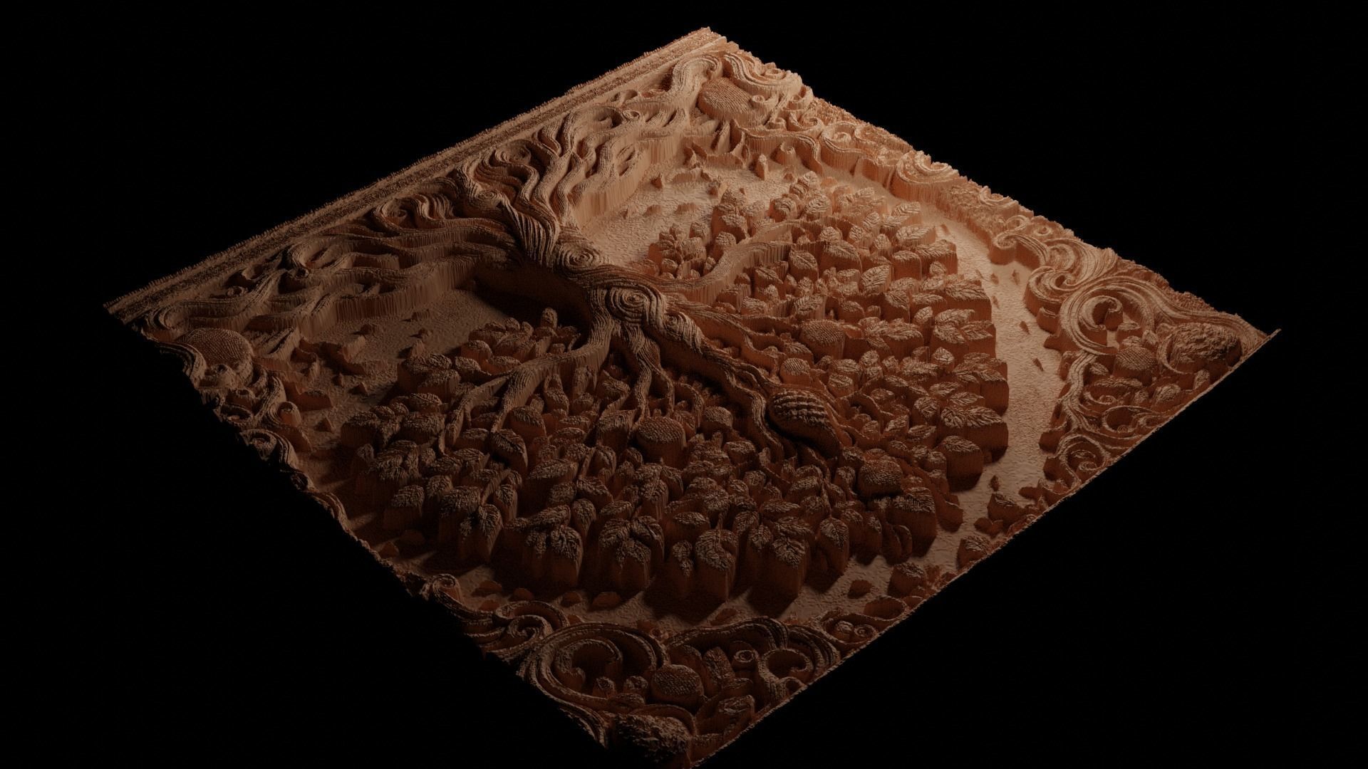 Intricate Tree of Life CNC 3d Print High Relief Sand Casting 3D print model_3