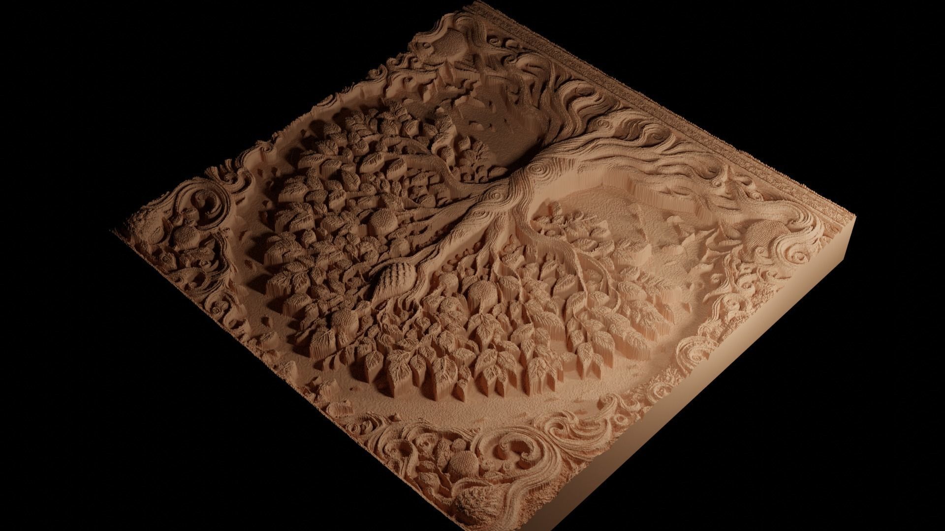 Intricate Tree of Life CNC 3d Print High Relief Sand Casting 3D print model_4