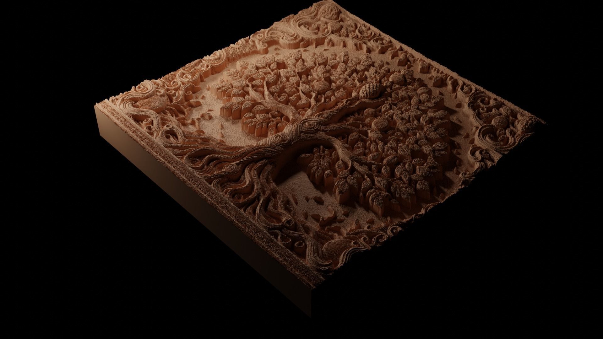 Intricate Tree of Life CNC 3d Print High Relief Sand Casting 3D print model_1