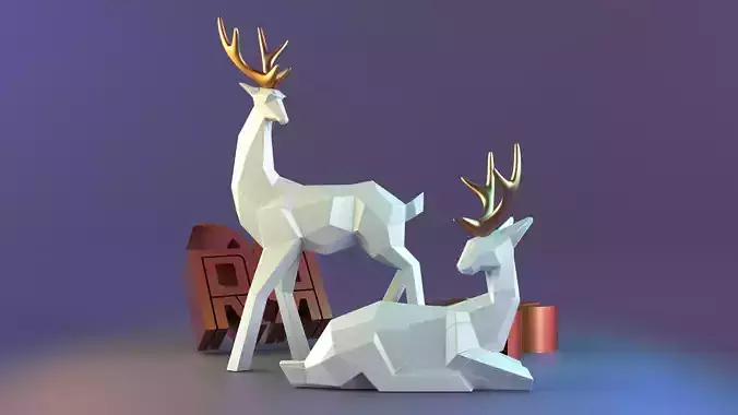 Geometric Deer Statue