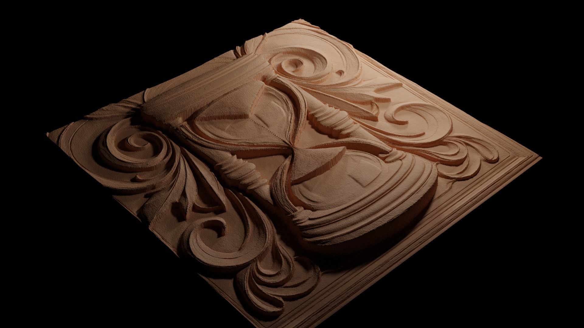 Hourglass CNC 3d Print High Relief Sand Casting 3D print model_3