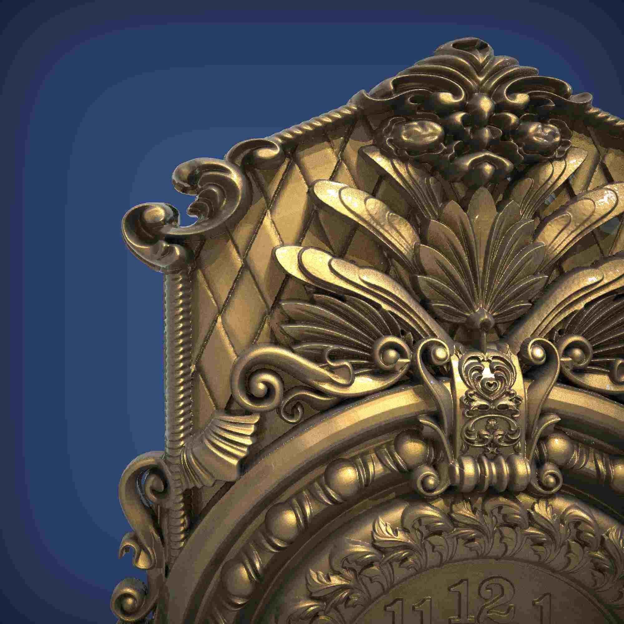 Carved clock for 3D printing and CNC 3D print model_1