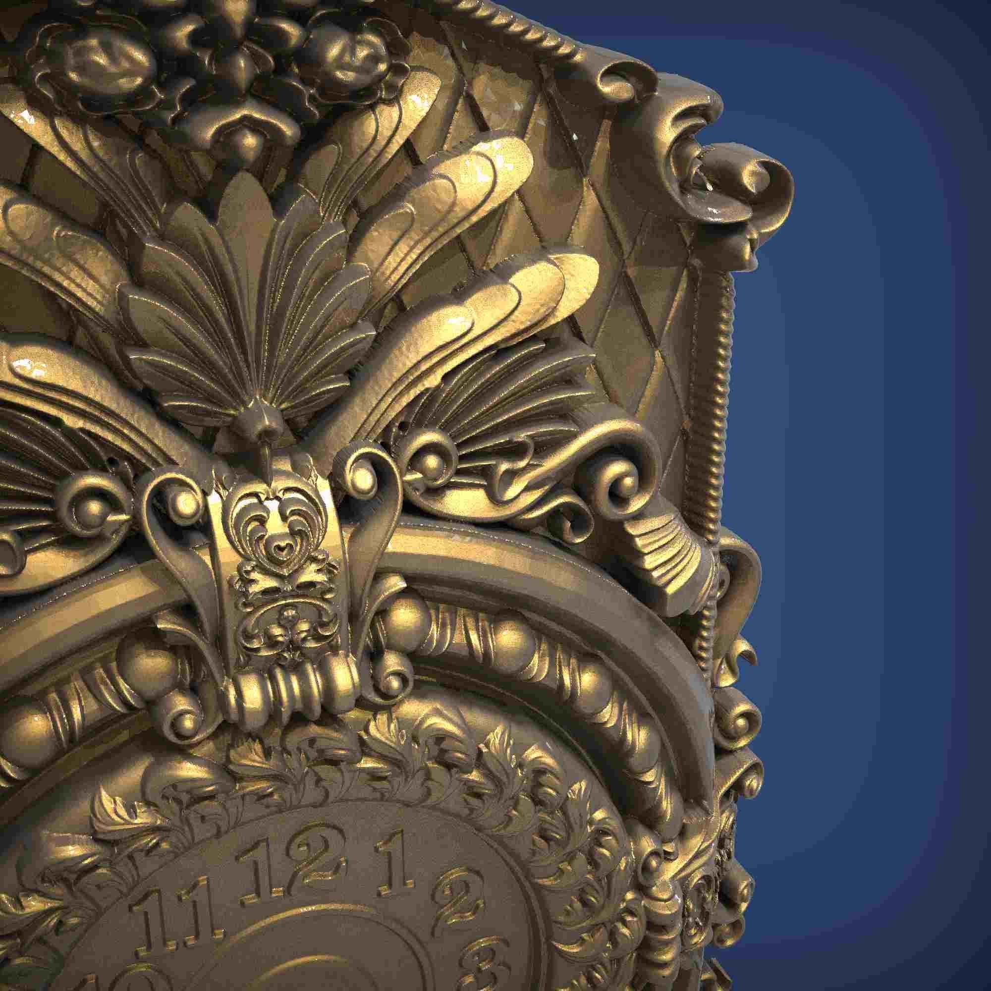 Carved clock for 3D printing and CNC 3D print model_4