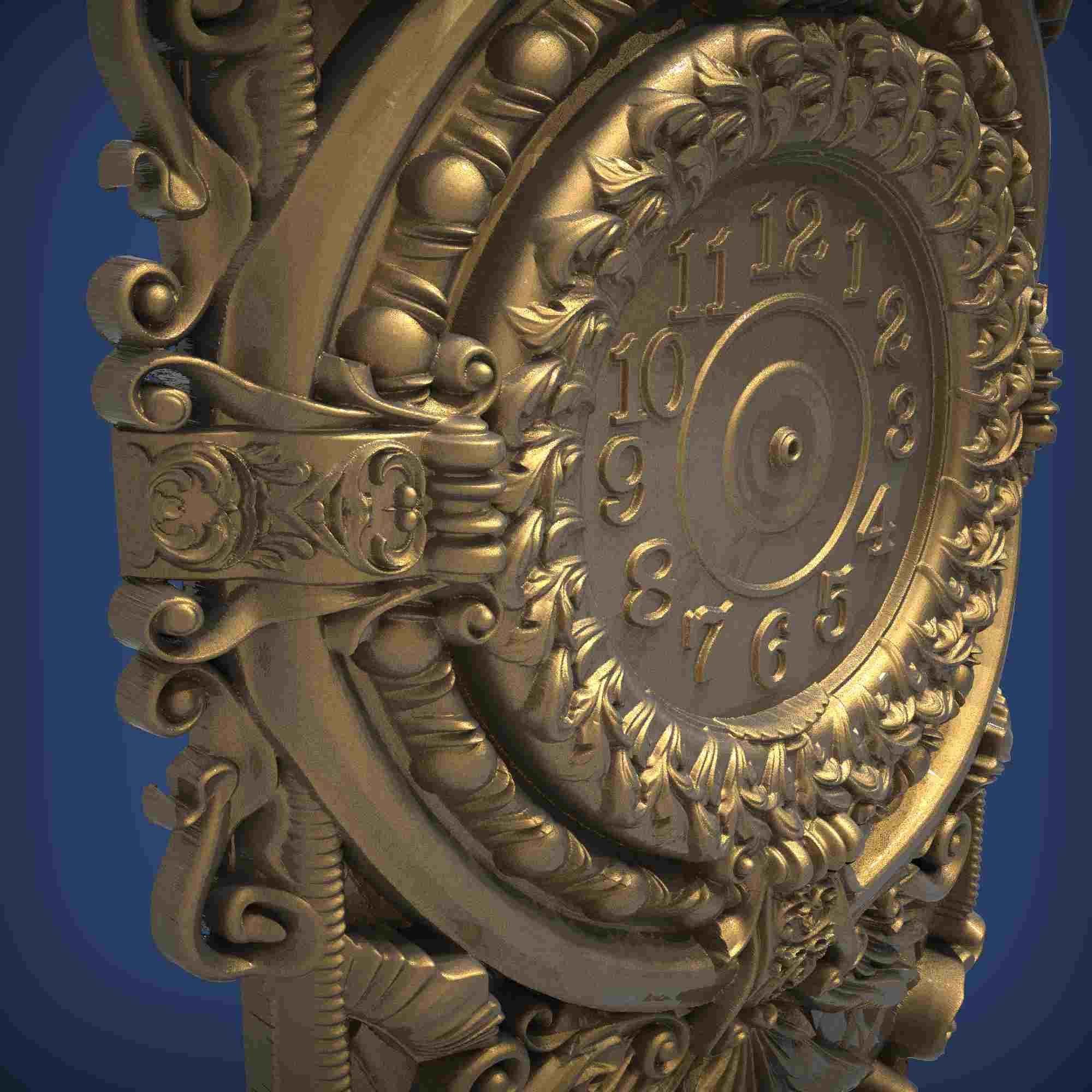 Carved clock for 3D printing and CNC 3D print model_3