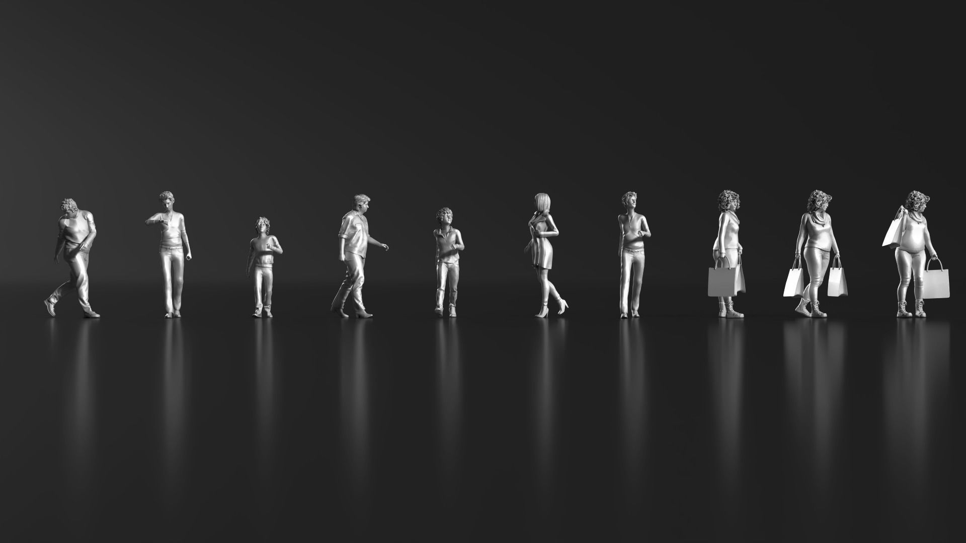HD People 20 walking Free 3D print model_1