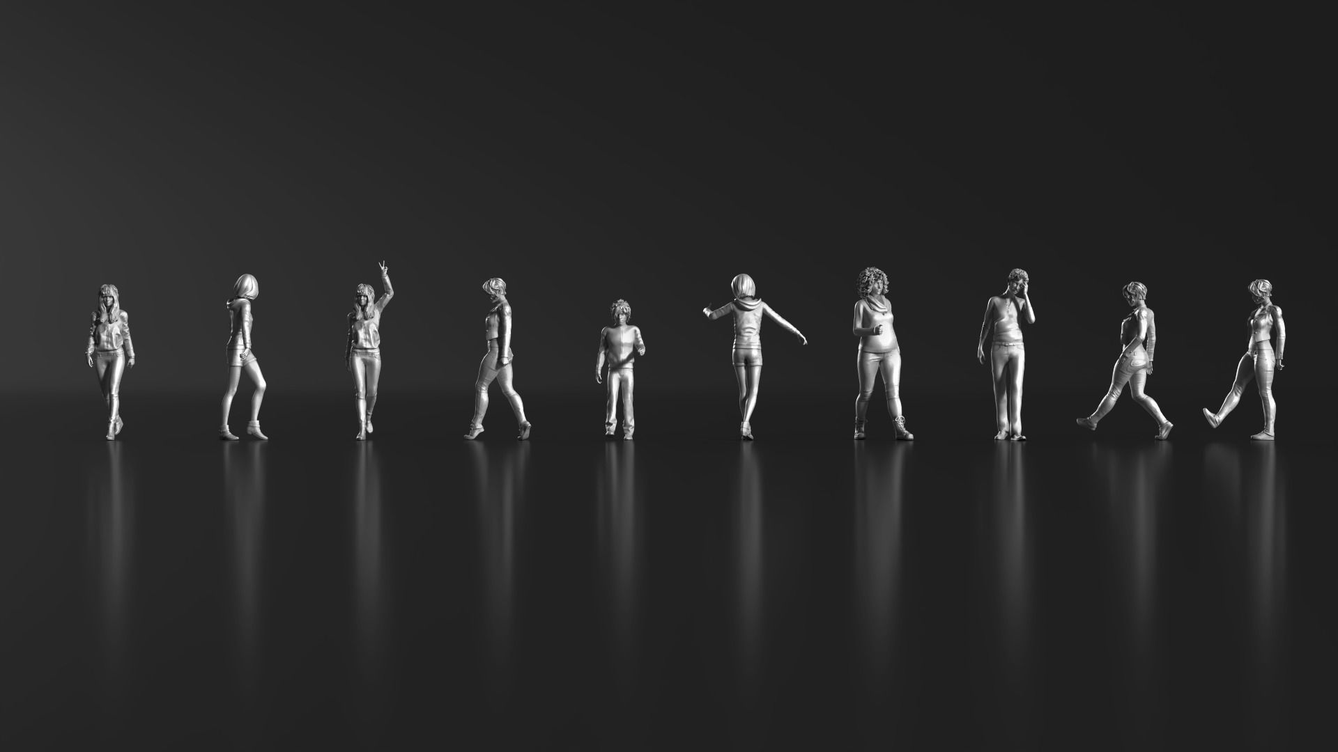 HD People 20 walking Free 3D print model_5