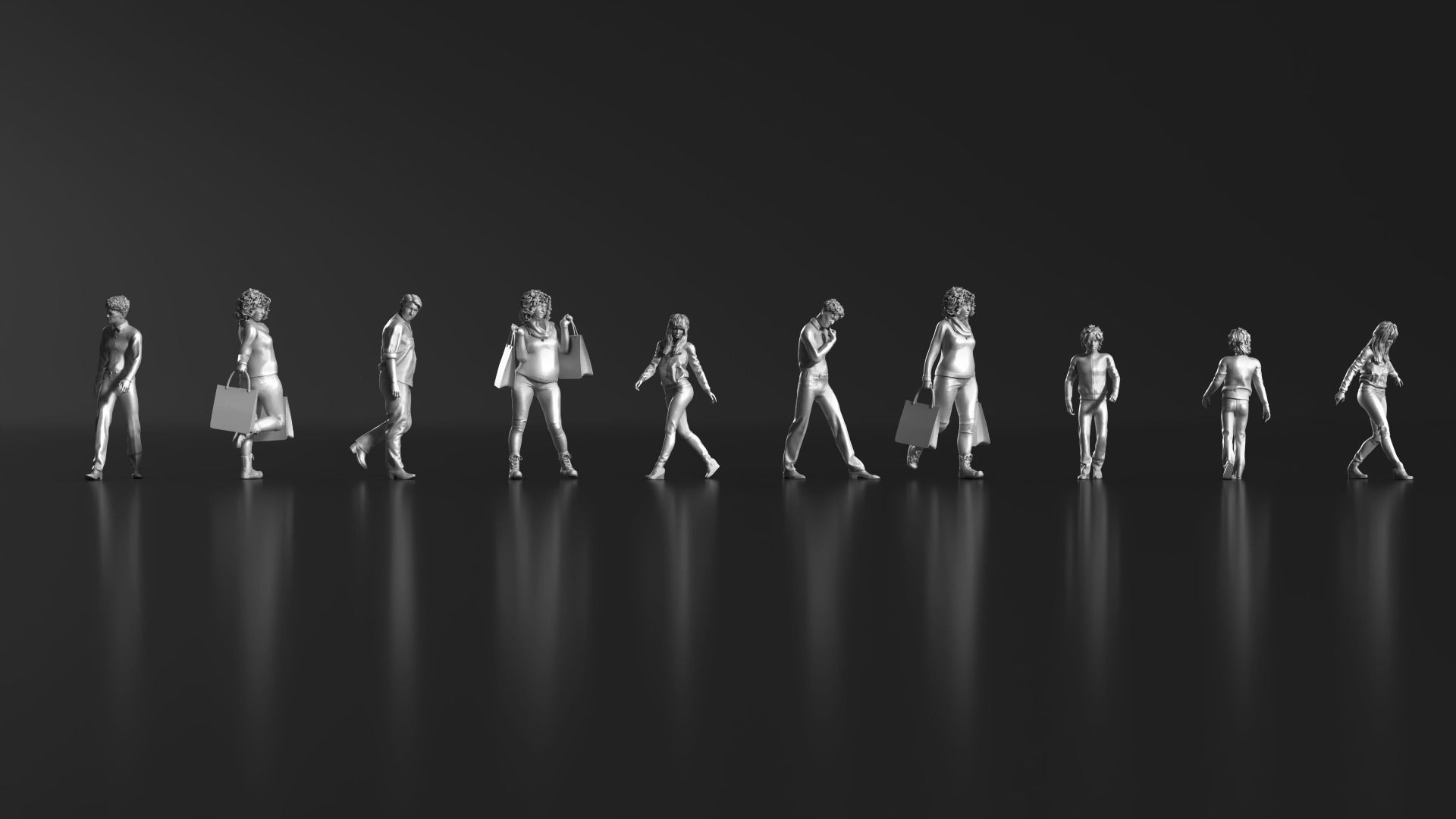 HD People 20 walking Free 3D print model_2