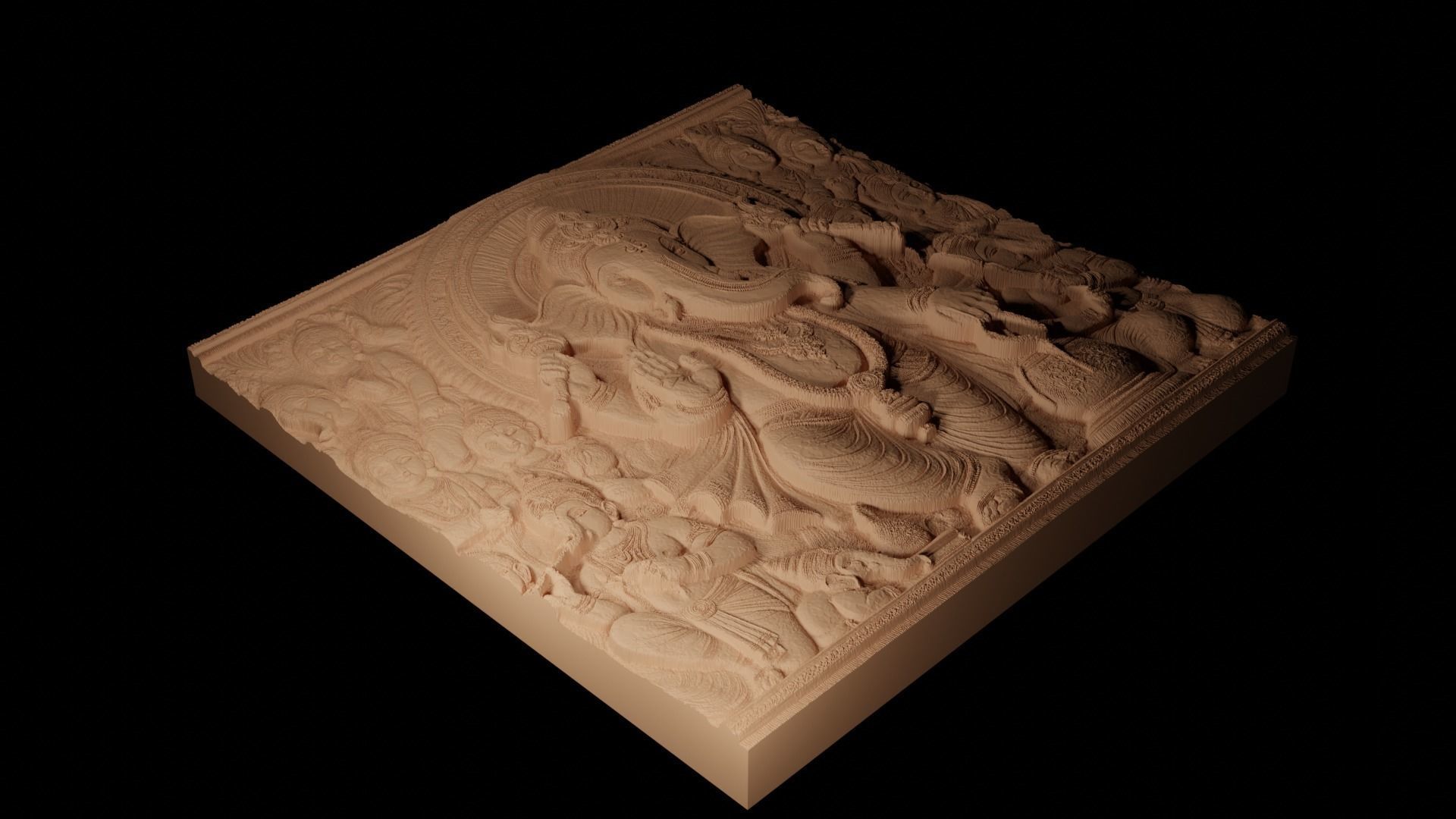 Hindu Elephant CNC 3d Print High Relief Sand Casting 3D print model_2