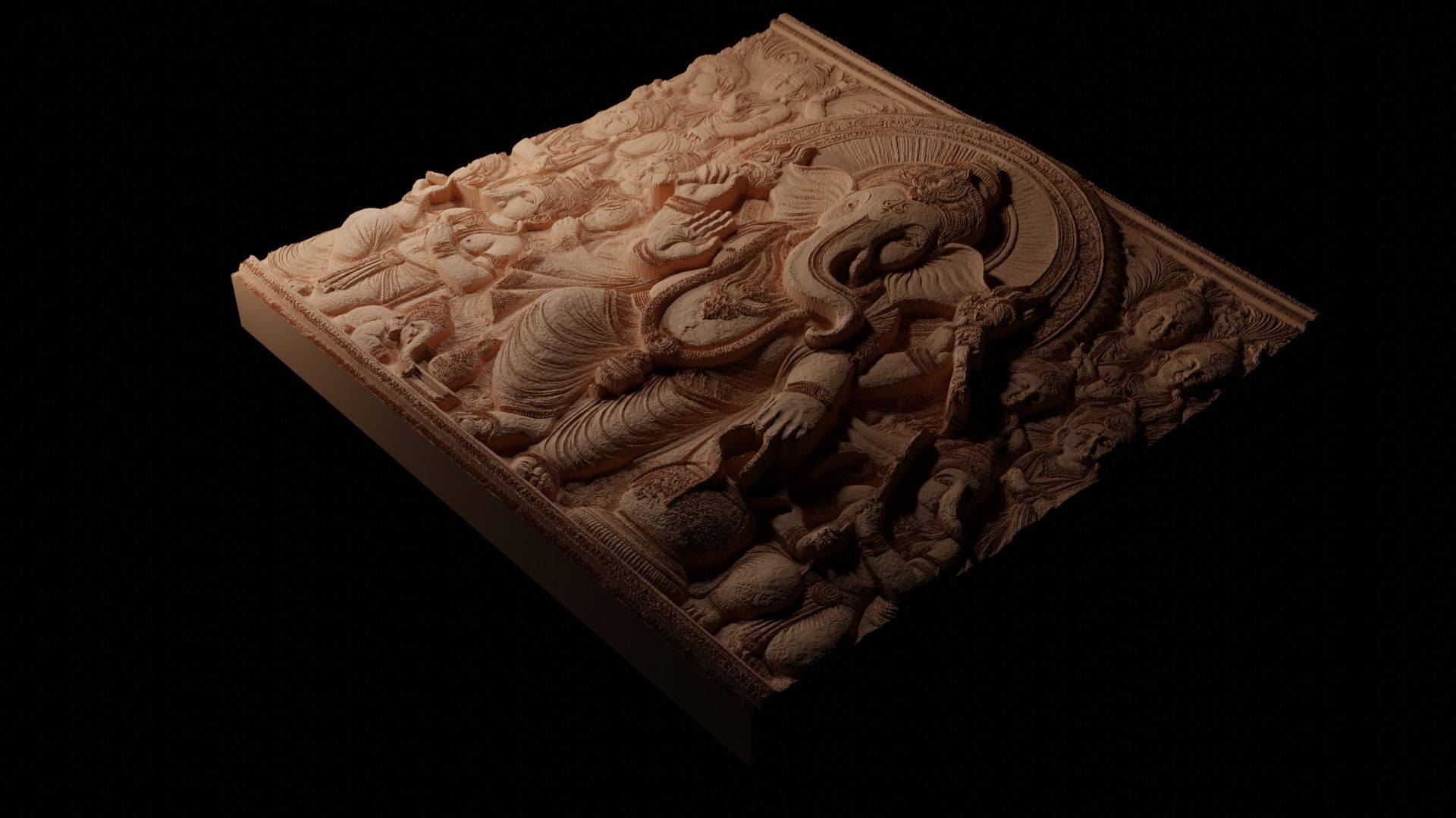 Hindu Elephant CNC 3d Print High Relief Sand Casting 3D print model_1