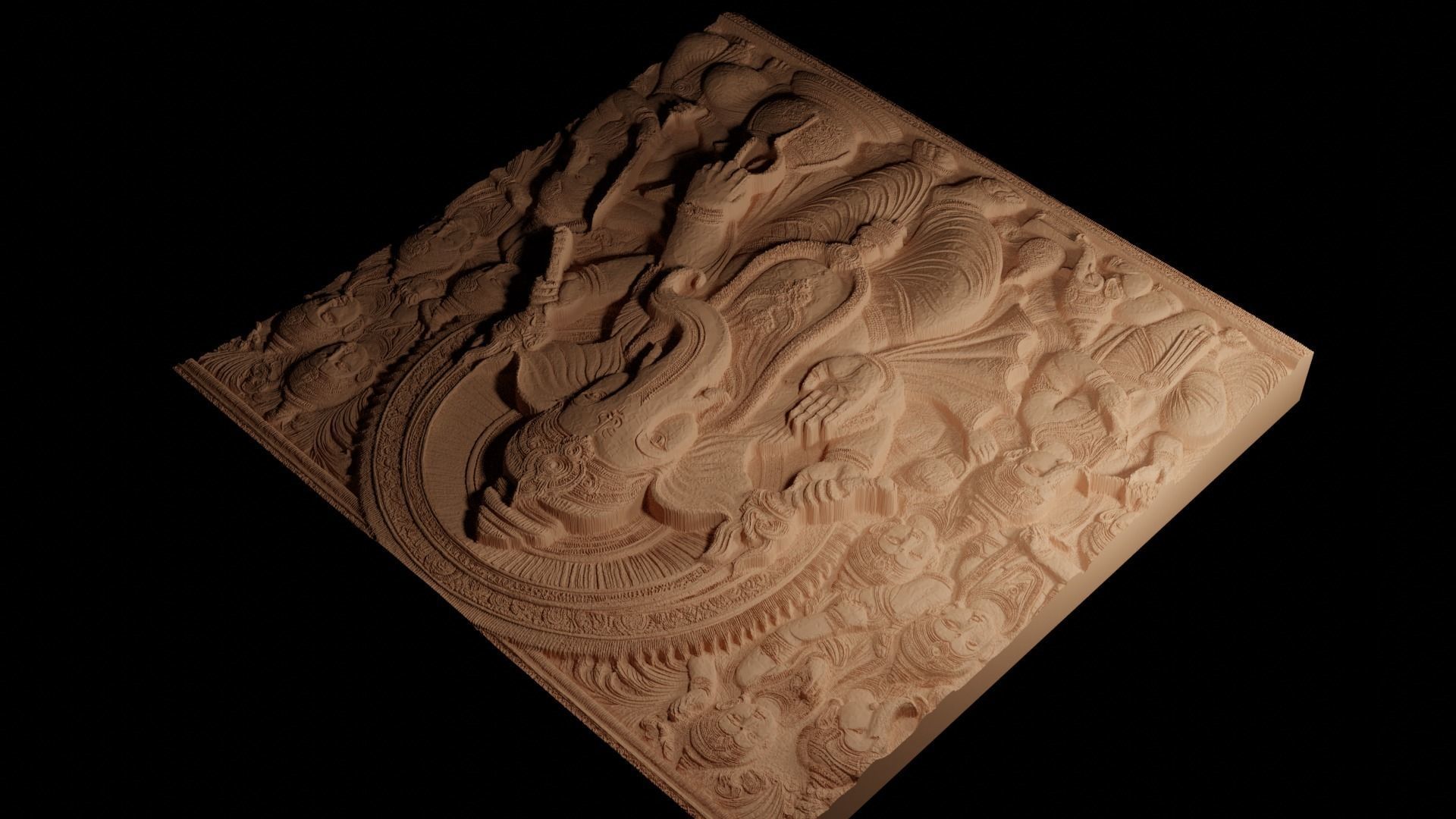 Hindu Elephant CNC 3d Print High Relief Sand Casting 3D print model_4