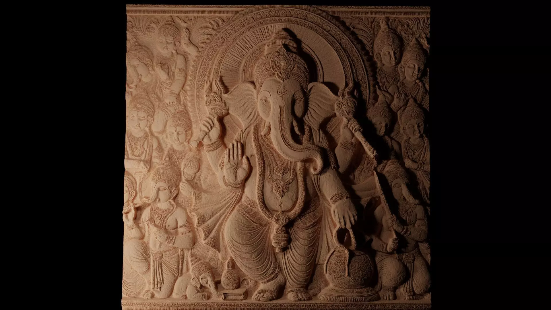 Hindu Elephant CNC 3d Print High Relief Sand Casting 3D print model_0