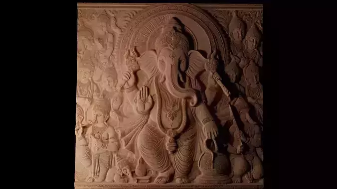 Hindu Elephant CNC 3d Print High Relief Sand Casting 3D print model
