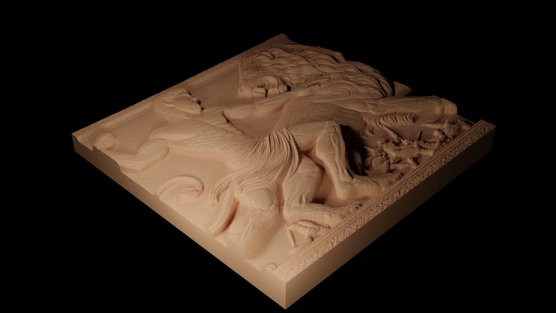 Hercules Fighting Lion CNC 3d Print High Relief Sand Casting 3D print model_2