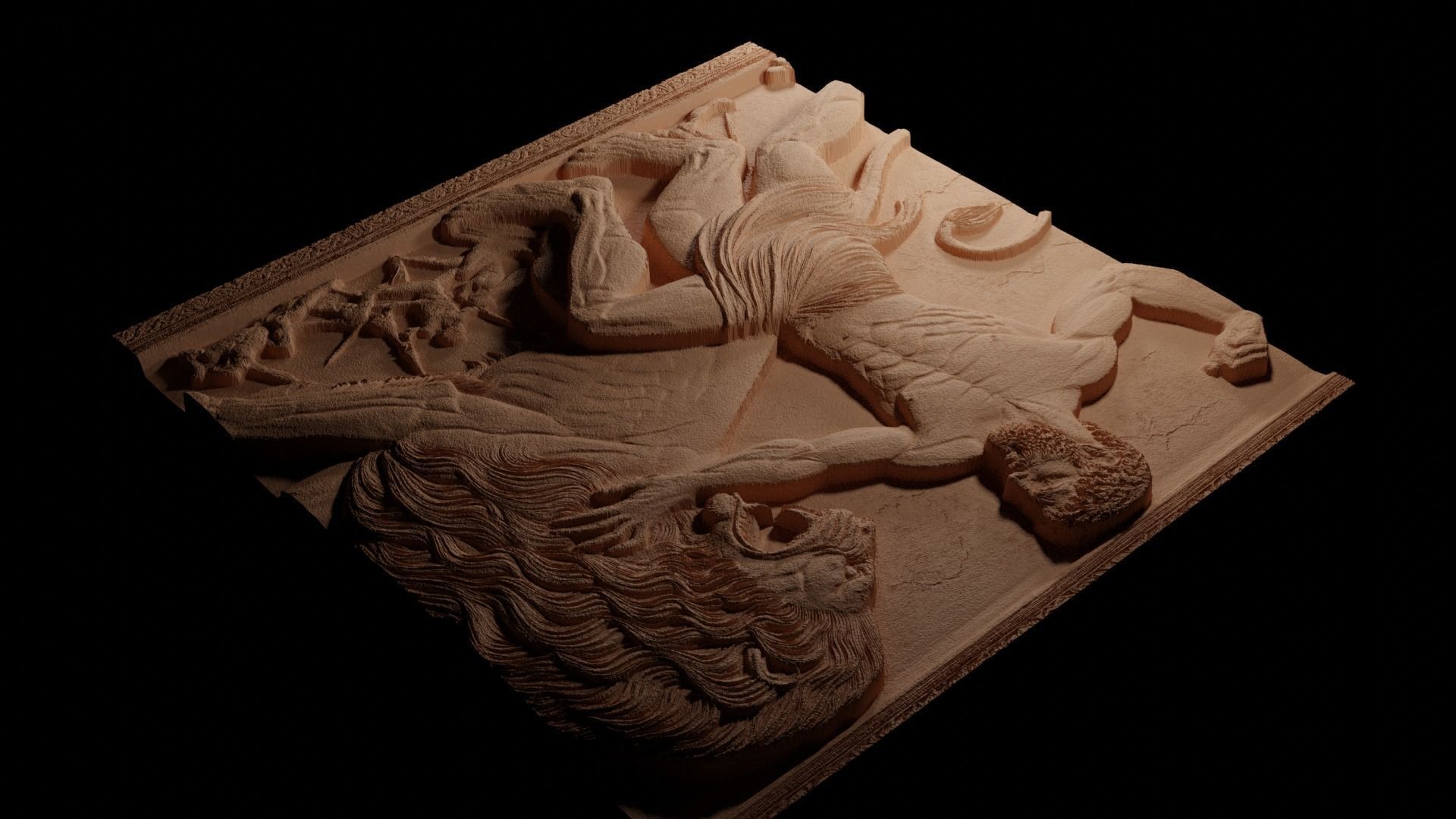 Hercules Fighting Lion CNC 3d Print High Relief Sand Casting 3D print model_3