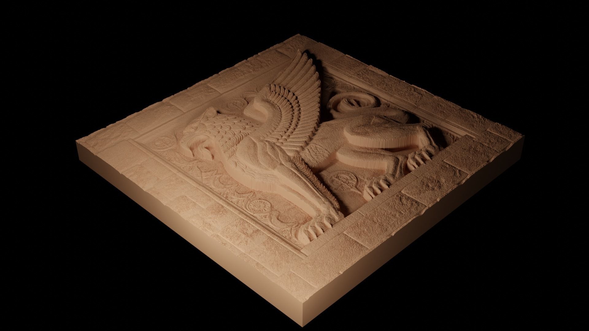 Griffin Mythical Guard CNC 3d Print High Relief Sand Casting 3D print model_2