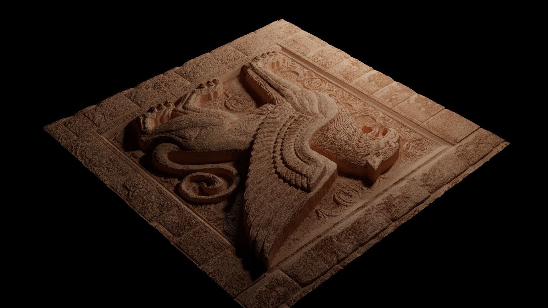 Griffin Mythical Guard CNC 3d Print High Relief Sand Casting 3D print model_3