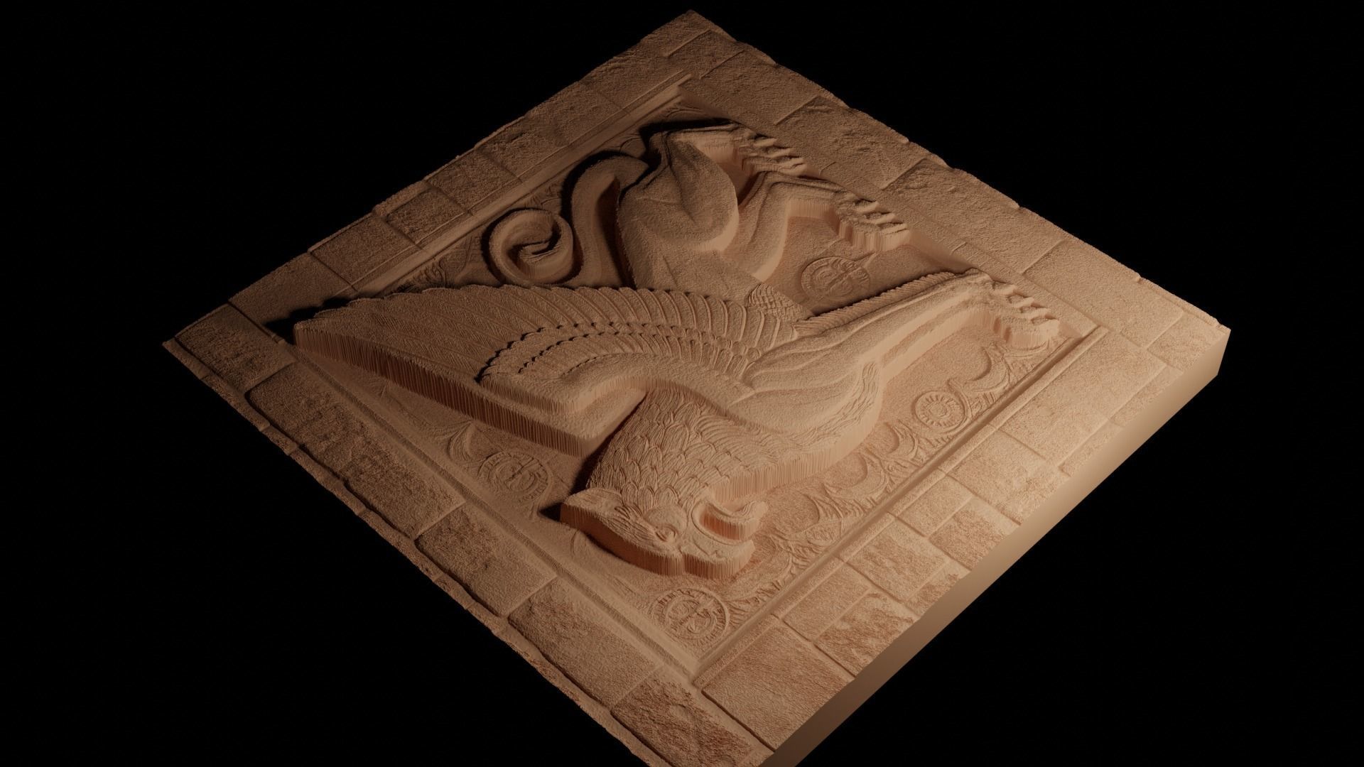 Griffin Mythical Guard CNC 3d Print High Relief Sand Casting 3D print model_4