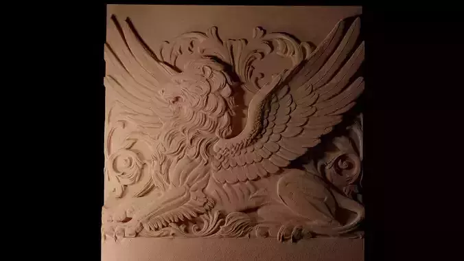 Griffin Laying Down CNC 3d Print High Relief Sand Casting 3D print model