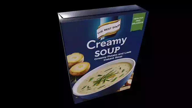 Creamy Potato and Leek Instant Soup - GAME READY PBR Low-poly 3D model