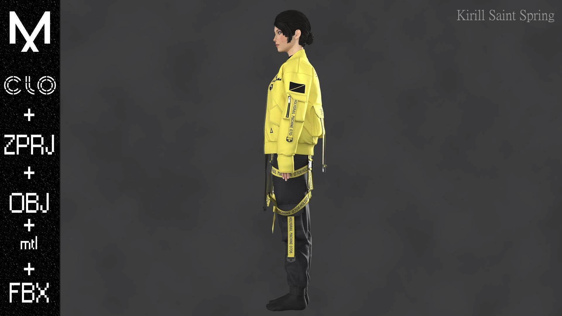 FEMALE OUTFIT Marvelous designer Clo3d OBJ mtl FBX ZPRJ 3D model_6