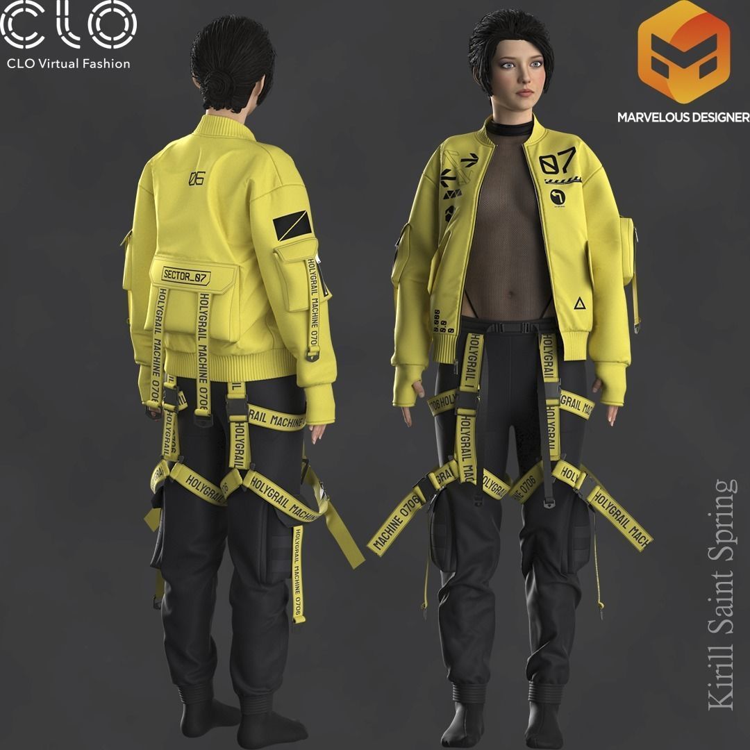 FEMALE OUTFIT Marvelous designer Clo3d OBJ mtl FBX ZPRJ 3D model_1