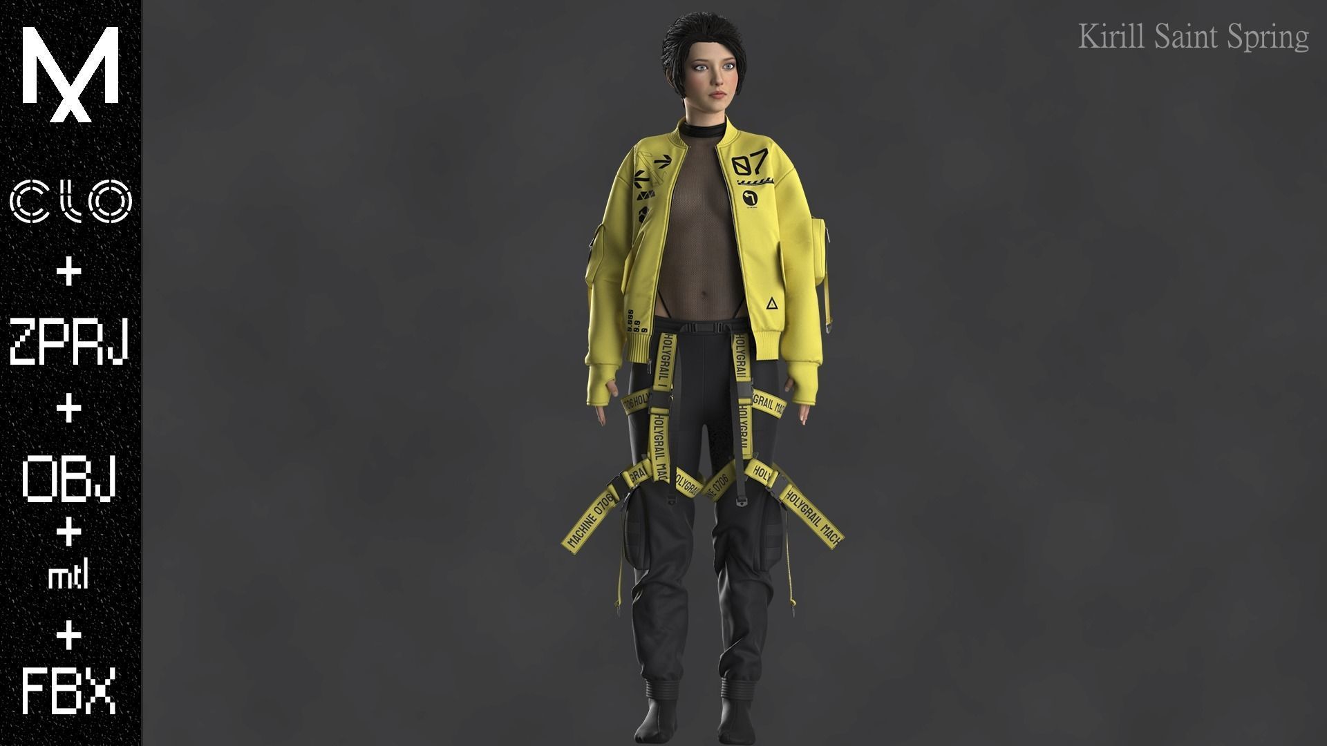 FEMALE OUTFIT Marvelous designer Clo3d OBJ mtl FBX ZPRJ 3D model_3