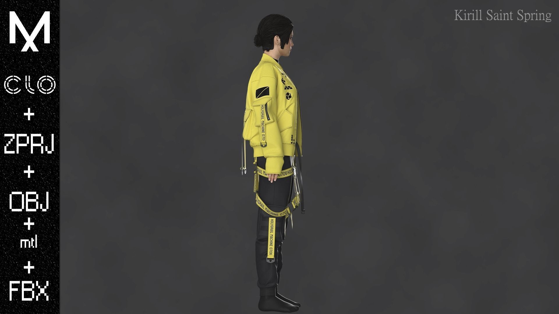 FEMALE OUTFIT Marvelous designer Clo3d OBJ mtl FBX ZPRJ 3D model_8