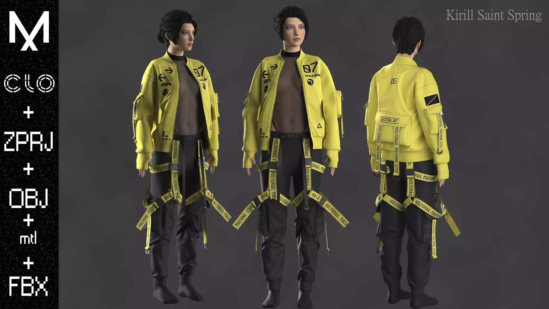 FEMALE OUTFIT Marvelous designer Clo3d OBJ mtl FBX ZPRJ 3D model_0