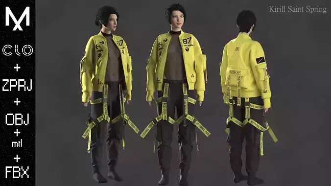 FEMALE OUTFIT Marvelous designer Clo3d OBJ mtl FBX ZPRJ