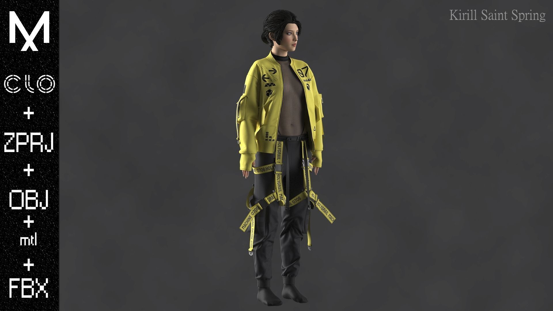 FEMALE OUTFIT Marvelous designer Clo3d OBJ mtl FBX ZPRJ 3D model_2