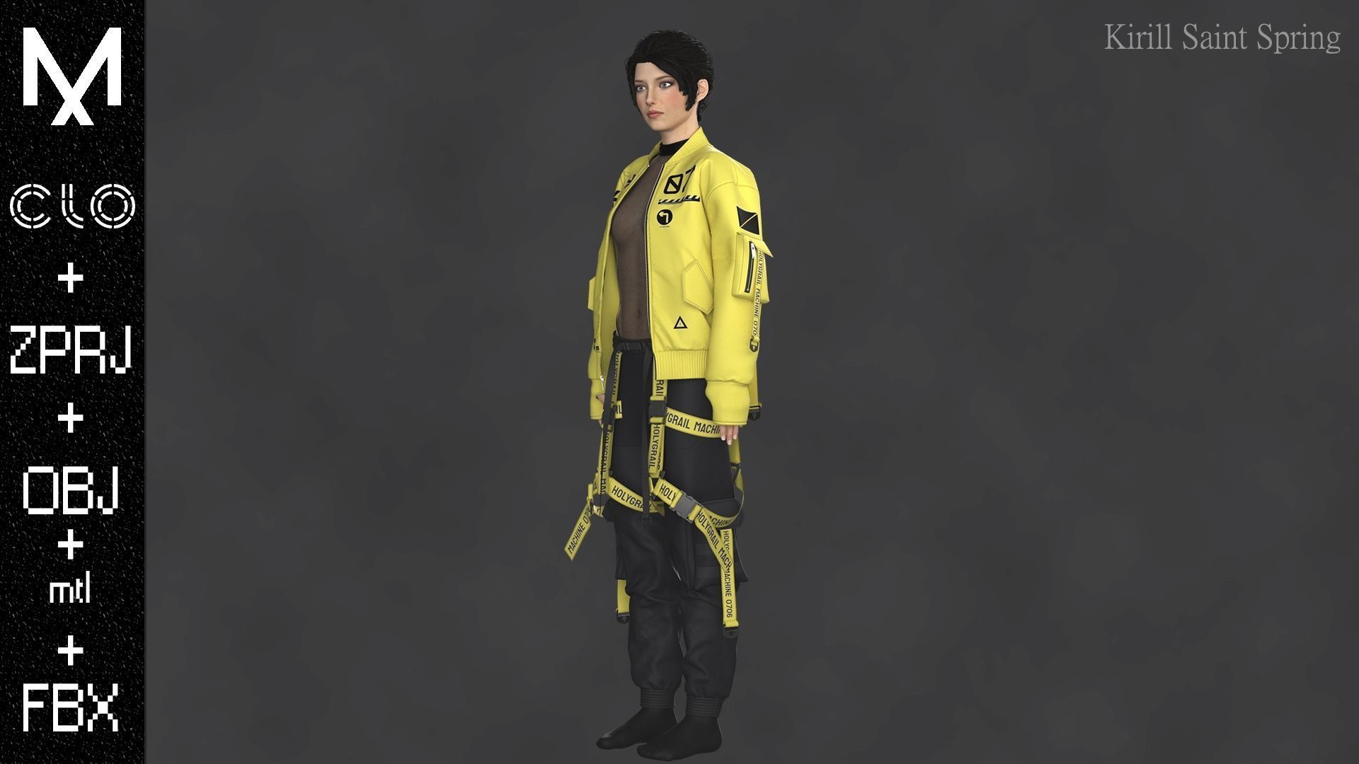 FEMALE OUTFIT Marvelous designer Clo3d OBJ mtl FBX ZPRJ 3D model_5