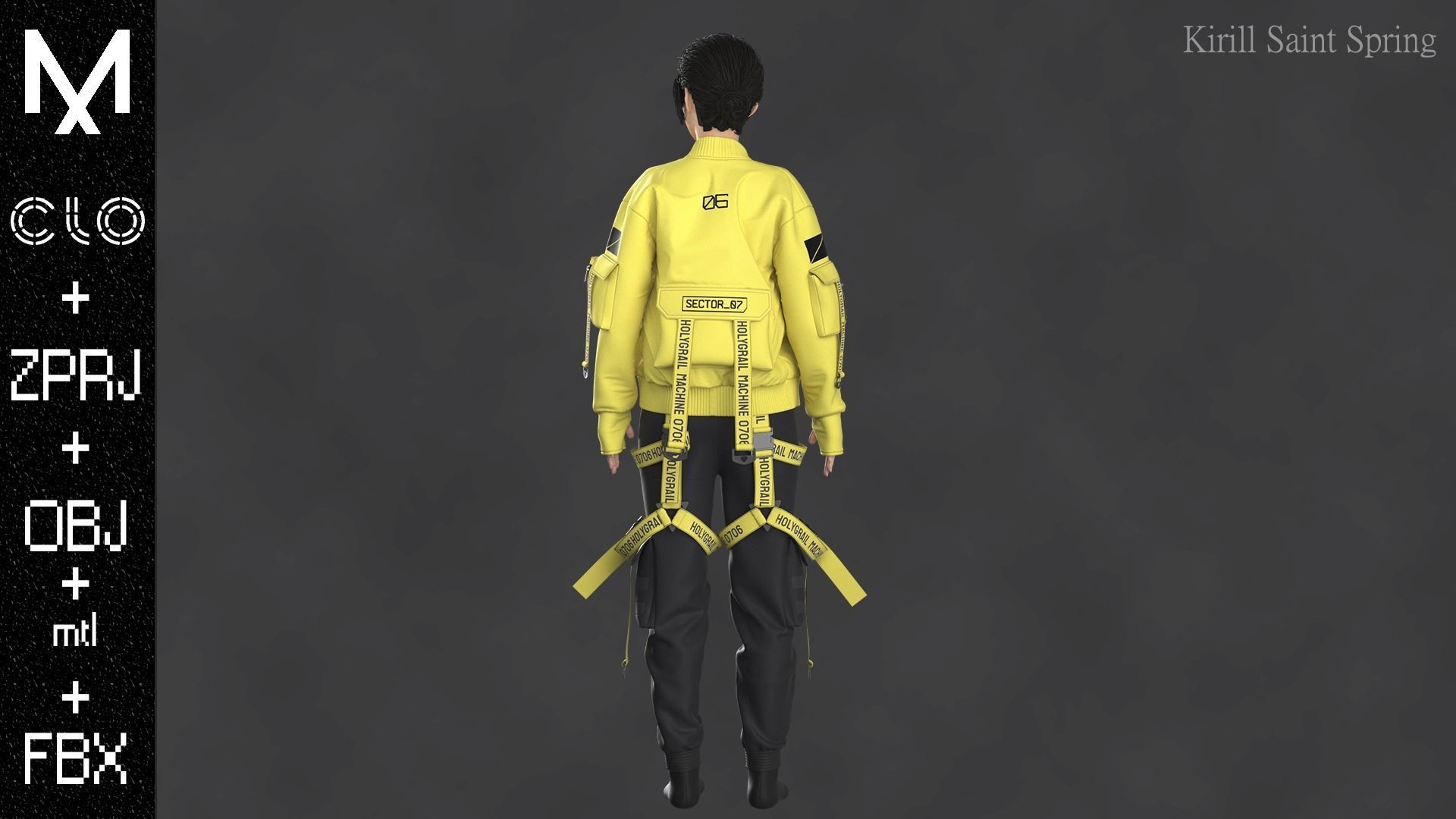 FEMALE OUTFIT Marvelous designer Clo3d OBJ mtl FBX ZPRJ 3D model_7