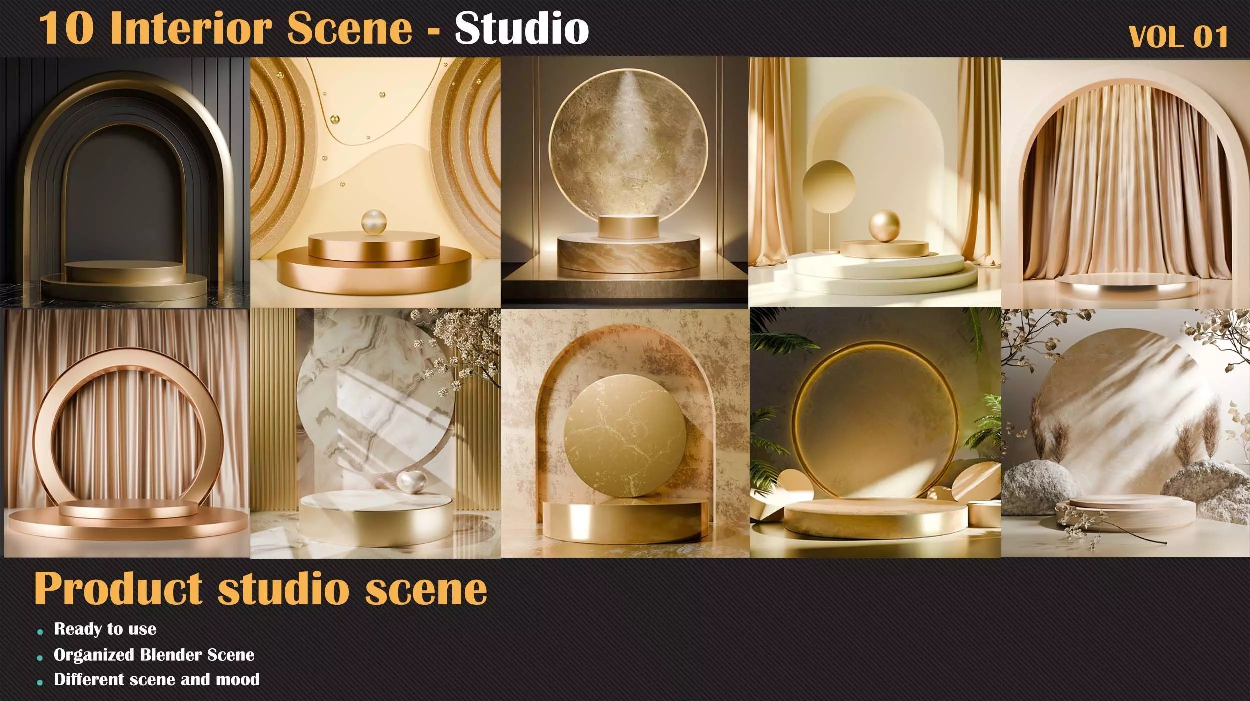 10 Mockup Background Studio for Blender 3D model