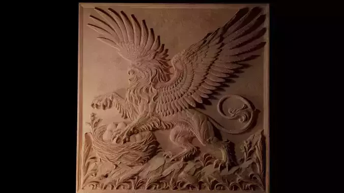 Griffin Defending Its Nest CNC 3d Print High Relief Sand Casting