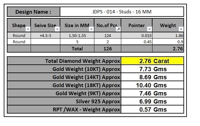 Custom Octagone Shape Stepping Diamond Studs - Earrings 16mm  3D print model_19