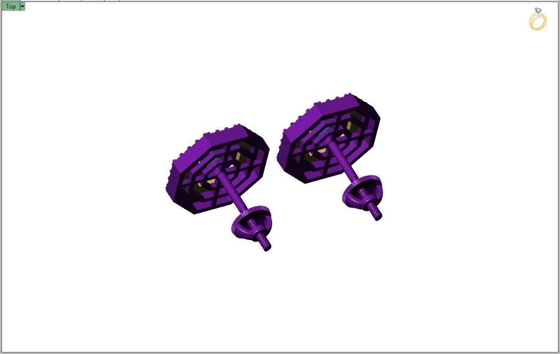 Custom Octagone Shape Stepping Diamond Studs - Earrings 16mm  3D print model_10