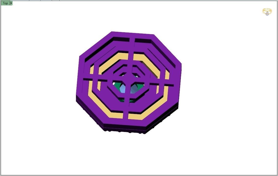 Custom Octagone Shape Stepping Diamond Studs - Earrings 16mm  3D print model_12